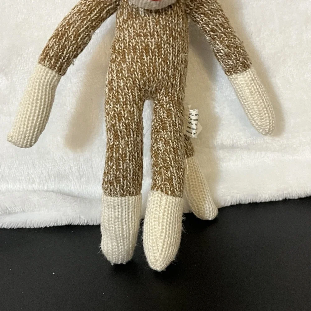 SOCK MONKEY Plush Small Stuffed Animal Toy w/ Safari Hat Cardinal Ind. 7.5